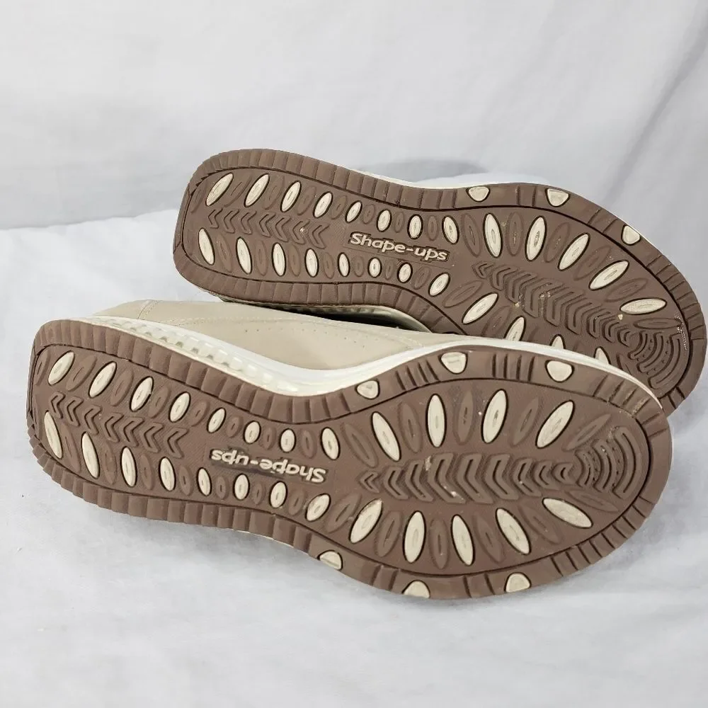 Skechers Size 10 Shape Ups Tan Beige Walking Toning Shoes Fitness F1 Suede